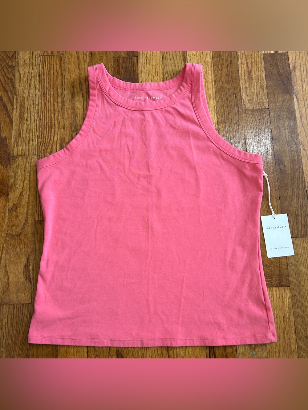 Free Assembly Pink High Neck Cutaway Tank Top NWT XL